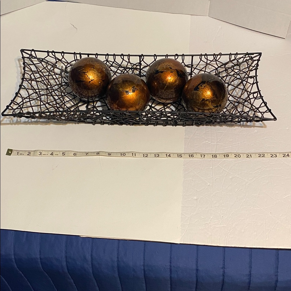 Black Wire Basket with Bronze Decorative Balls - Picture 3 of 5
